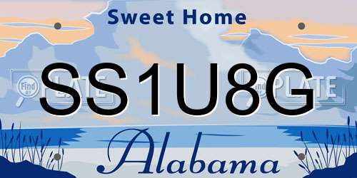 SS1U8G Alabama License Plate