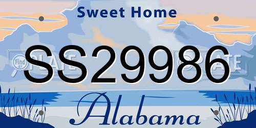 SS29986 Alabama License Plate