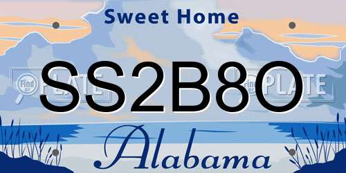 SS2B8O Alabama License Plate