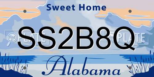SS2B8Q Alabama License Plate