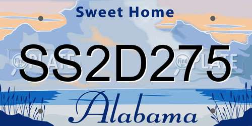 SS2D275 Alabama License Plate