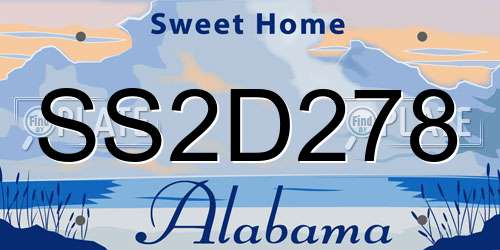 SS2D278 Alabama License Plate