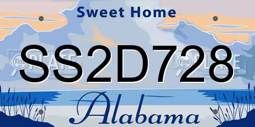 SS2D728 Alabama License Plate