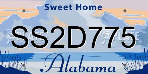SS2D775 Alabama License Plate