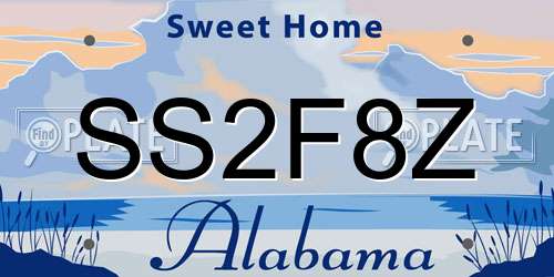 SS2F8Z Alabama License Plate
