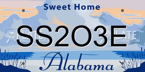 SS2O3E Alabama License Plate