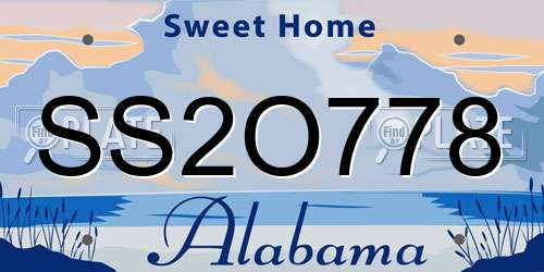 SS2O778 Alabama License Plate