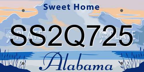SS2Q725 Alabama License Plate