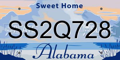 SS2Q728 Alabama License Plate