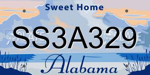SS3A329 Alabama License Plate