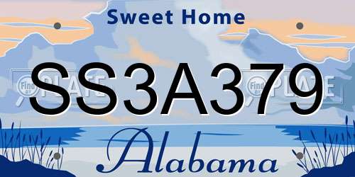 SS3A379 Alabama License Plate