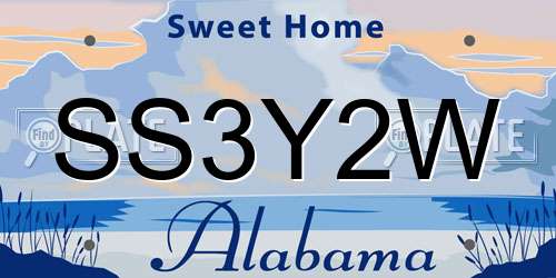 SS3Y2W Alabama License Plate