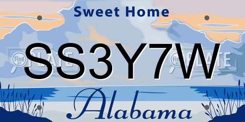 SS3Y7W Alabama License Plate