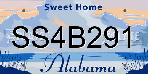 SS4B291 Alabama License Plate