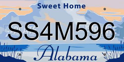 SS4M596 Alabama License Plate