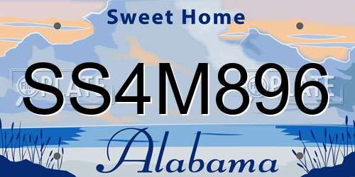SS4M896 Alabama License Plate