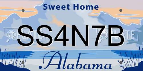 SS4N7B Alabama License Plate