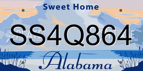 SS4Q864 Alabama License Plate