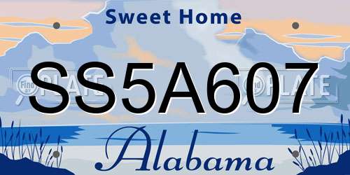 SS5A607 Alabama License Plate