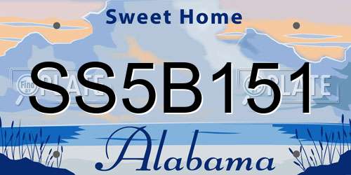 SS5B151 Alabama License Plate