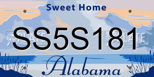 SS5S181 Alabama License Plate
