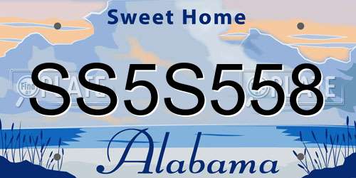 SS5S558 Alabama License Plate