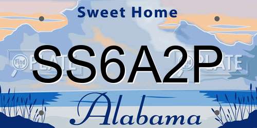 SS6A2P Alabama License Plate
