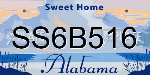SS6B516 Alabama License Plate