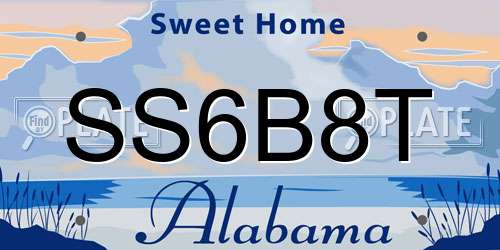 SS6B8T Alabama License Plate