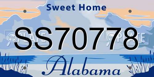 SS70778 Alabama License Plate