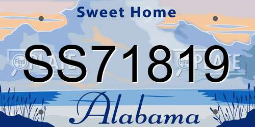 SS71819 Alabama License Plate