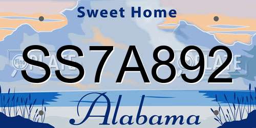 SS7A892 Alabama License Plate