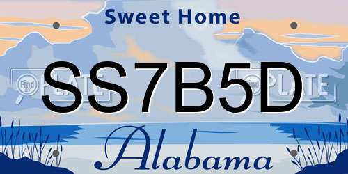 SS7B5D Alabama License Plate
