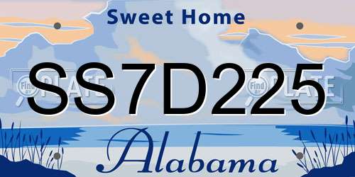SS7D225 Alabama License Plate