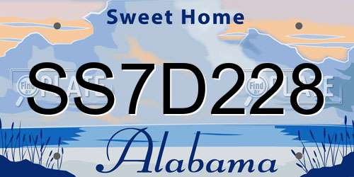 SS7D228 Alabama License Plate