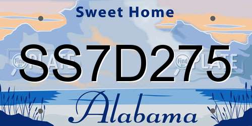 SS7D275 Alabama License Plate