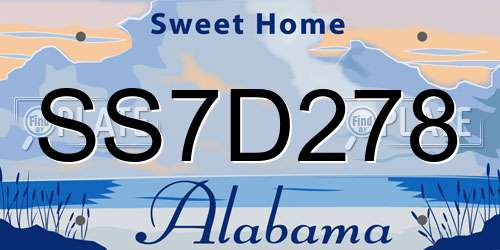 SS7D278 Alabama License Plate