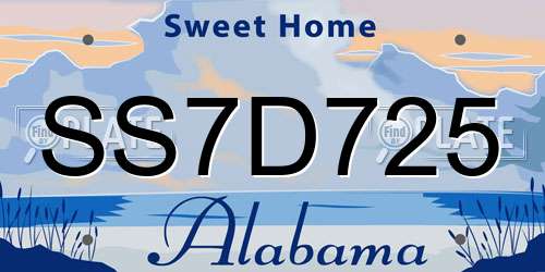 SS7D725 Alabama License Plate