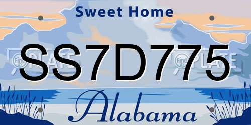 SS7D775 Alabama License Plate