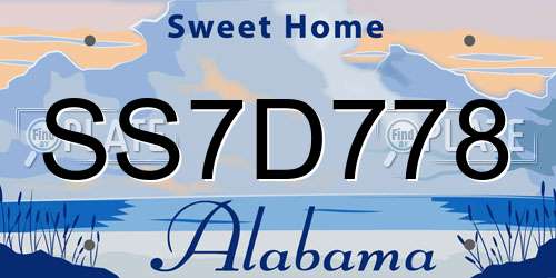 SS7D778 Alabama License Plate