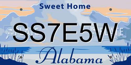 SS7E5W Alabama License Plate