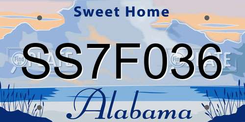 SS7F036 Alabama License Plate
