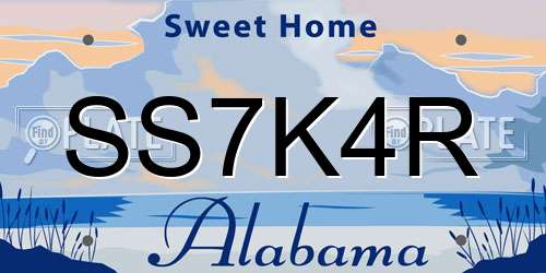 SS7K4R Alabama License Plate