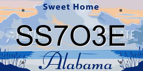 SS7O3E Alabama License Plate