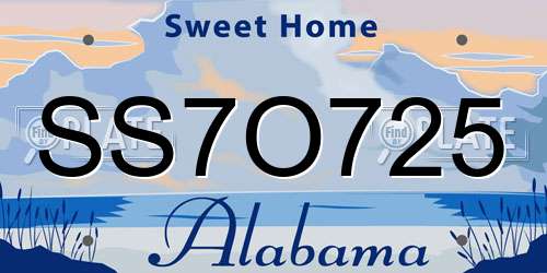 SS7O725 Alabama License Plate