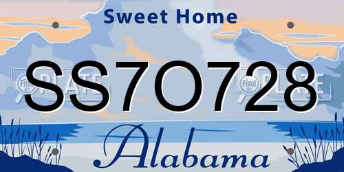SS7O728 Alabama License Plate