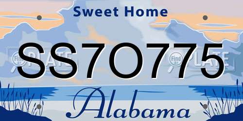 SS7O775 Alabama License Plate