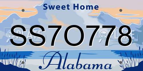 SS7O778 Alabama License Plate