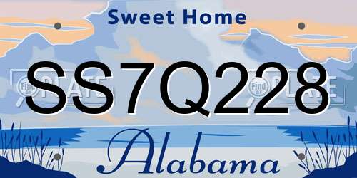 SS7Q228 Alabama License Plate