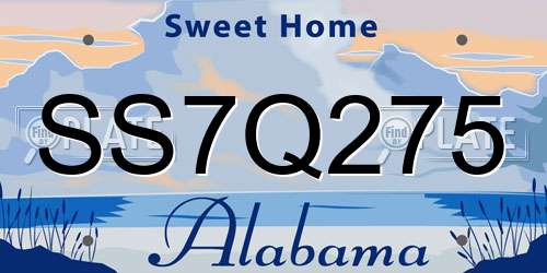SS7Q275 Alabama License Plate